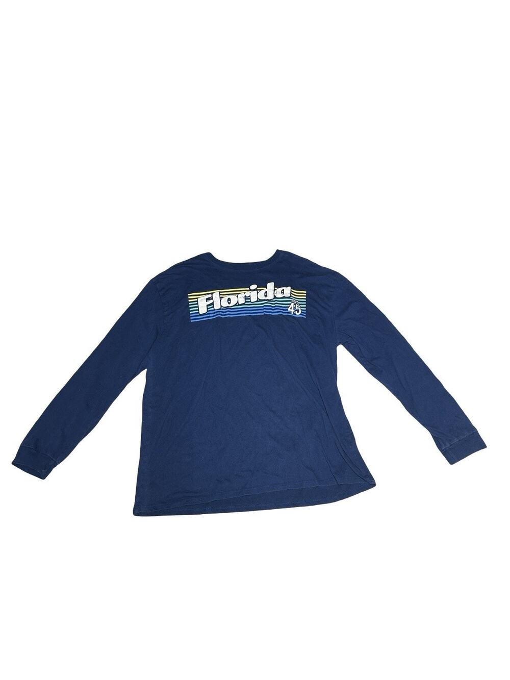 Home Free Florida 45 Long Sleeve T Shirt Blue Graphic Men’s XL Coastal Beach